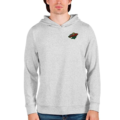 Men's Antigua Heathered Gray Minnesota Wild Team Absolute Pullover Hoodie