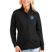 Women's Antigua Black Charlotte FC Links Full-Zip Golf Jacket