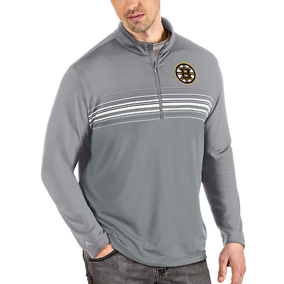 Men's Antigua Gray Boston Bruins Pace Quarter-Zip Pullover Top