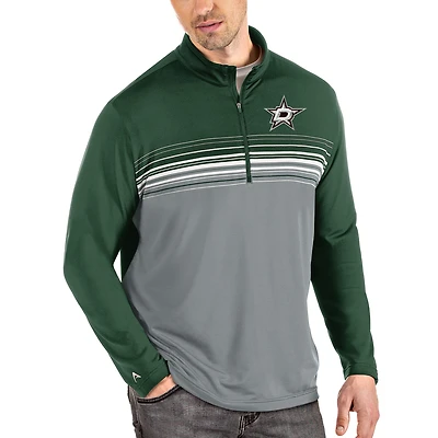 Men's Antigua Kelly Green/Gray Dallas Stars Pace Quarter-Zip Pullover Top