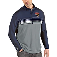 Men's Antigua Navy/Gray Florida Panthers Pace Quarter-Zip Pullover Top