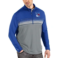 Men's Antigua Blue/Gray New York Rangers Pace Quarter-Zip Pullover Top