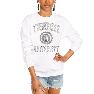 Women's Gameday Couture White Tuskegee Golden Tigers Trendspotter Perfect Crewneck Pullover Lightweight Sweatshirt