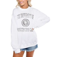 Women's Gameday Couture White USC Trojans Trendspotter Perfect Crewneck Pullover Lightweight Sweatshirt