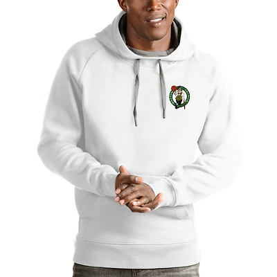 Men's Antigua White Boston Celtics Victory Pullover Hoodie