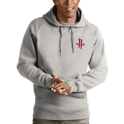 Men's Antigua Heathered Gray Houston Rockets Victory Pullover Hoodie