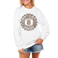 Women's Gameday Couture White Oregon Ducks Wild Side Perfect Crewneck Pullover Sweatshirt