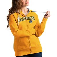 Women's Antigua Gold Golden State Warriors Team Victory Full-Zip Hoodie