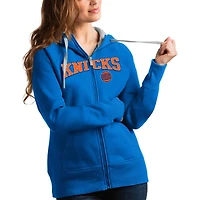 Women's Antigua Blue New York Knicks Team Victory Full-Zip Hoodie