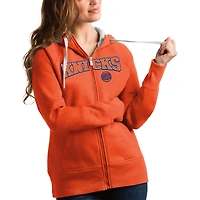 Women's Antigua Orange New York Knicks Team Victory Full-Zip Hoodie