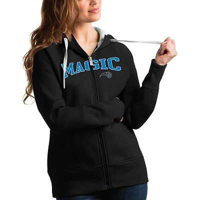 Women's Antigua Black Orlando Magic Team Victory Full-Zip Hoodie