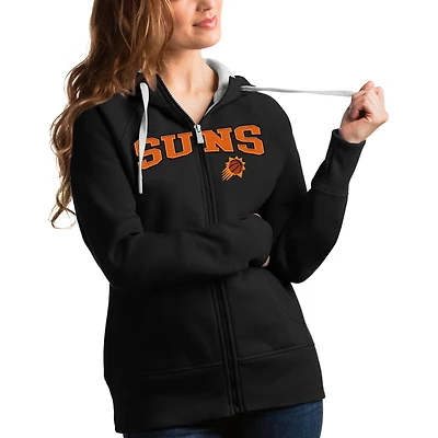 Women's Antigua Black Phoenix Suns Team Victory Full-Zip Hoodie