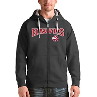 Men's Antigua Charcoal Atlanta Hawks Victory Full-Zip Hoodie