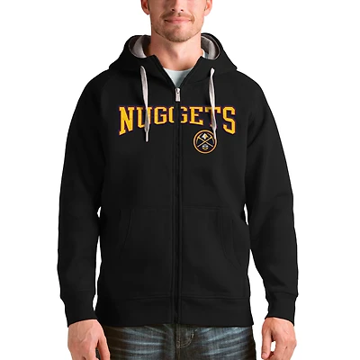 Men's Antigua Black Denver Nuggets Victory Full-Zip Hoodie