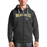 Men's Antigua Charcoal Golden State Warriors Victory Full-Zip Hoodie