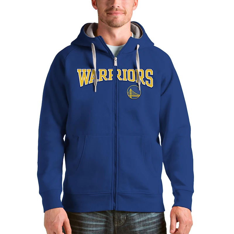 Men's Antigua Royal Golden State Warriors Team Victory Full-Zip Hoodie