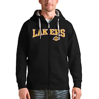 Men's Antigua Black Los Angeles Lakers Team Victory Full-Zip Hoodie