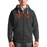 Men's Antigua Charcoal Miami Heat Victory Full-Zip Hoodie