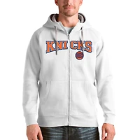 Men's Antigua White New York Knicks Victory Full-Zip Hoodie