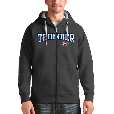 Men's Antigua Charcoal Oklahoma City Thunder Victory Full-Zip Hoodie