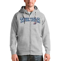Men's Antigua Heathered Gray Oklahoma City Thunder Victory Full-Zip Hoodie