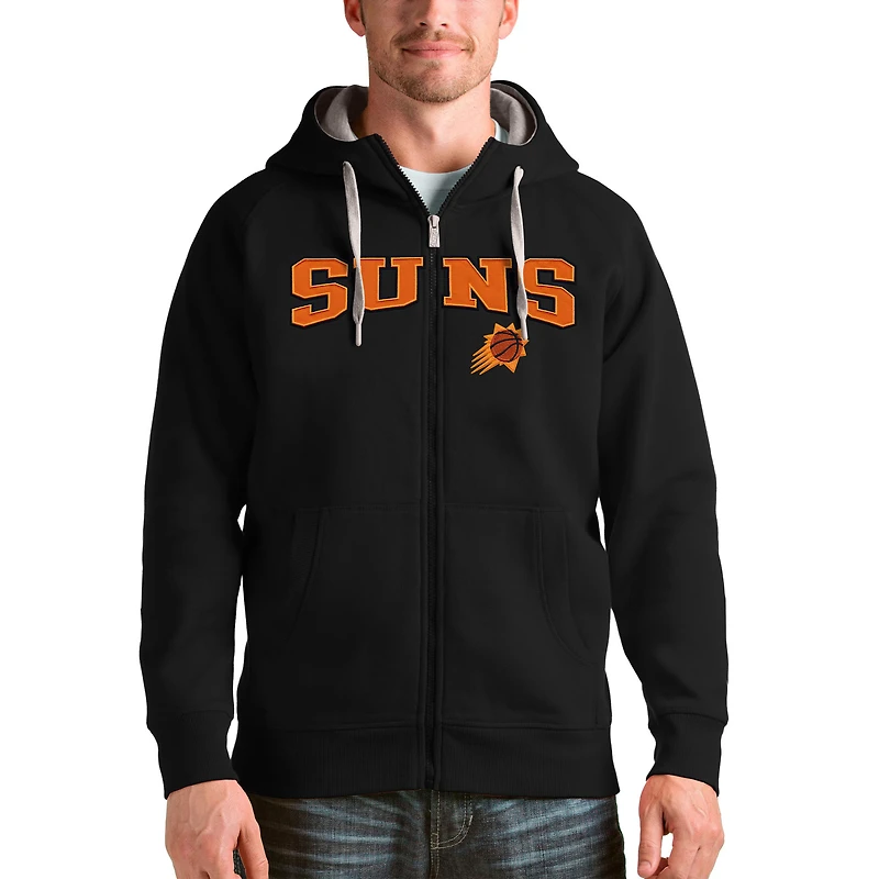 Men's Antigua Black Phoenix Suns Victory Full-Zip Hoodie
