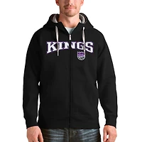 Men's Antigua Black Sacramento Kings Team Victory Full-Zip Hoodie