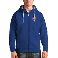 Men's Antigua Royal Detroit Pistons Logo Victory Full-Zip Hoodie