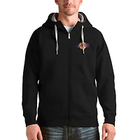Men's Antigua Black Los Angeles Lakers Logo Victory Full-Zip Hoodie