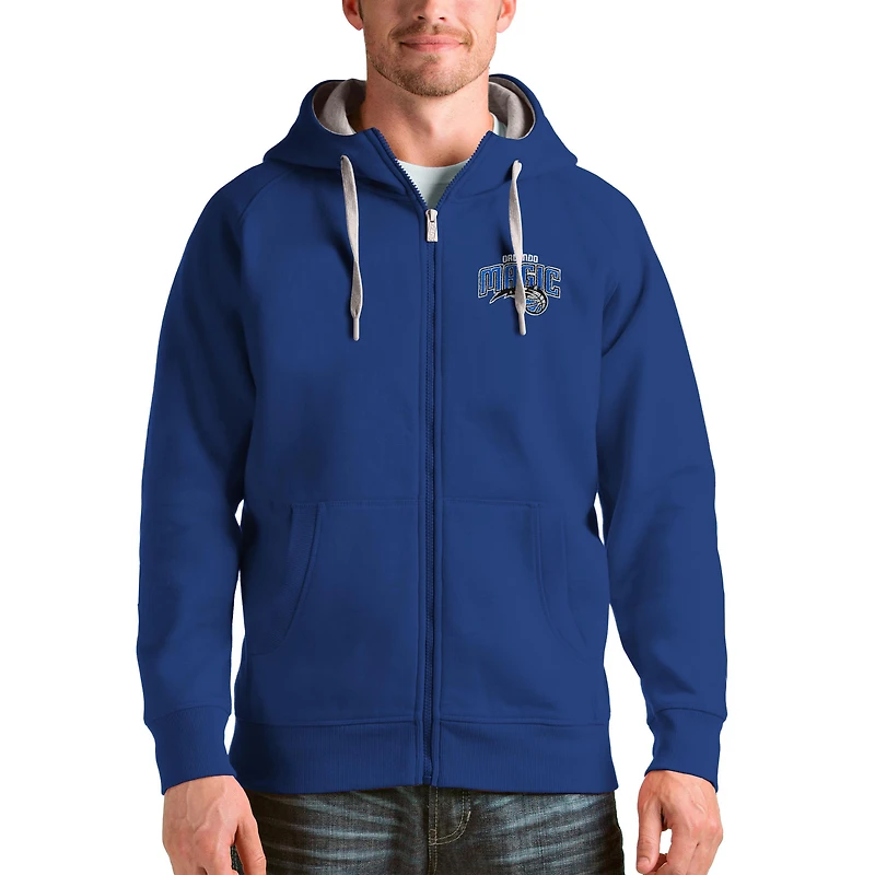 Men's Antigua Royal Orlando Magic Logo Victory Full-Zip Hoodie