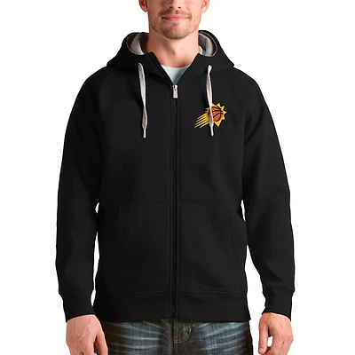 Men's Antigua Black Phoenix Suns Logo Victory Full-Zip Hoodie