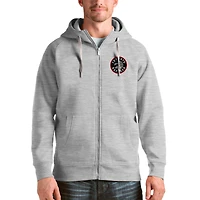 Men's Antigua Heathered Gray Toronto Raptors Logo Victory Full-Zip Hoodie