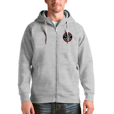 Men's Antigua Heathered Gray Toronto Raptors Logo Victory Full-Zip Hoodie