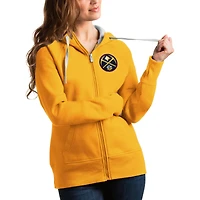 Women's Antigua Gold Denver Nuggets Victory Full-Zip Hoodie