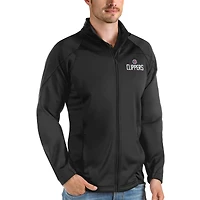 Men's Antigua Black LA Clippers Links Full-Zip Golf Jacket