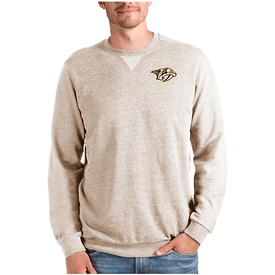 Men's Antigua Oatmeal Nashville Predators Reward Crewneck Pullover Sweatshirt