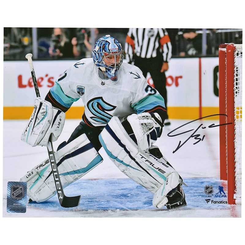 Philipp Grubauer Seattle Kraken Autographed 8'' x 10'' First Game vs. Las Vegas Golden Knights Photograph