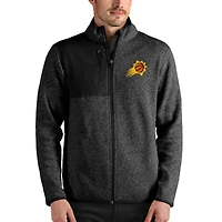 Men's Antigua Heathered Black Phoenix Suns Fortune Full-Zip Jacket