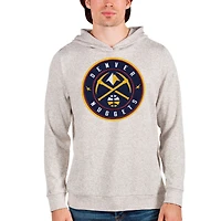 Men's Antigua Cream Denver Nuggets Logo Absolute Pullover Hoodie