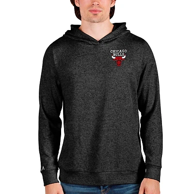 Men's Antigua Heathered Black Chicago Bulls Absolute Pullover Hoodie