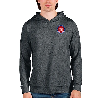 Men's Antigua Heathered Charcoal Detroit Pistons Absolute Pullover Hoodie