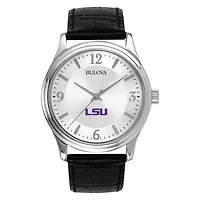 Men's Silver LSU Tigers Leather Watch