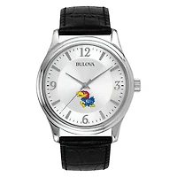 Men's Silver Kansas Jayhawks Leather Watch