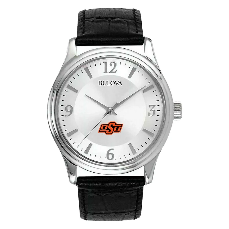 Men's Silver Oklahoma State Cowboys Leather Watch