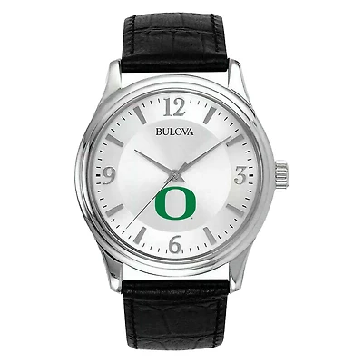 Men's Silver Oregon Ducks Leather Watch