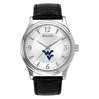 Men's Silver West Virginia Mountaineers Leather Watch