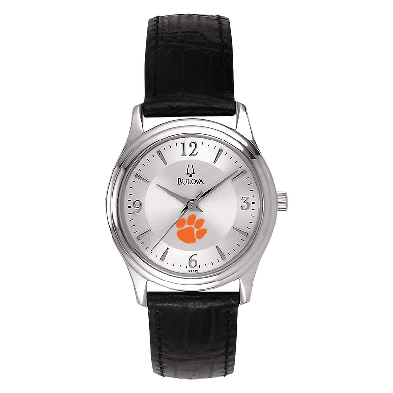 Women's Silver Clemson Tigers Leather Watch