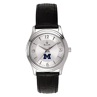 Women's Silver Michigan Wolverines Leather Watch