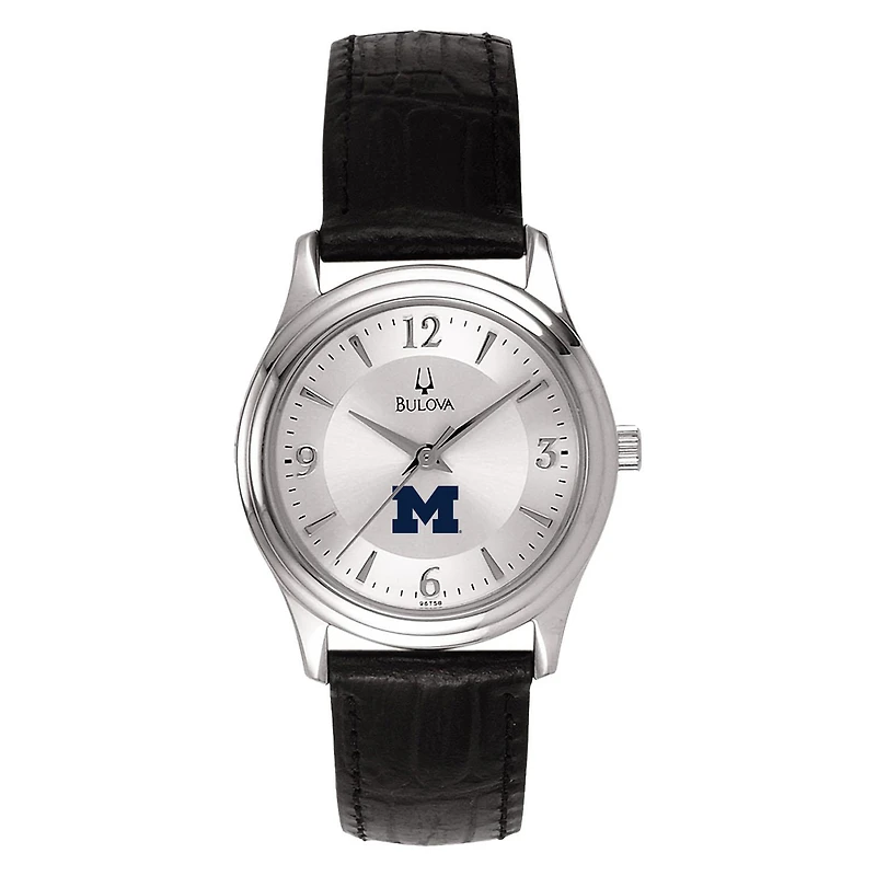 Women's Silver Michigan Wolverines Leather Watch