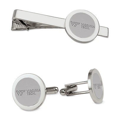 Men's Silver Virginia Tech Hokies Cufflinks & Tie Bar Gift Set